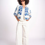 giacca con fiori ricamati GRETA JKT 747215 ECRU mabe 