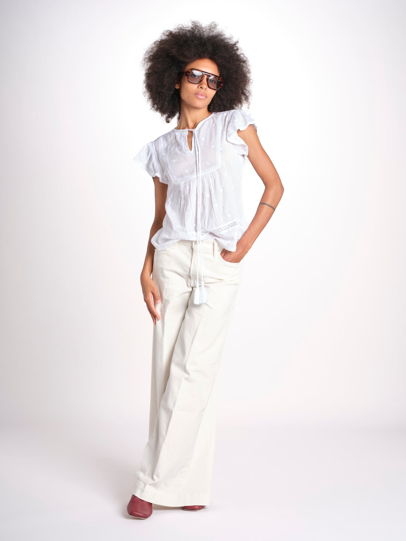camicia con plastron e stelline NAVY 747302 WHITE mabe 