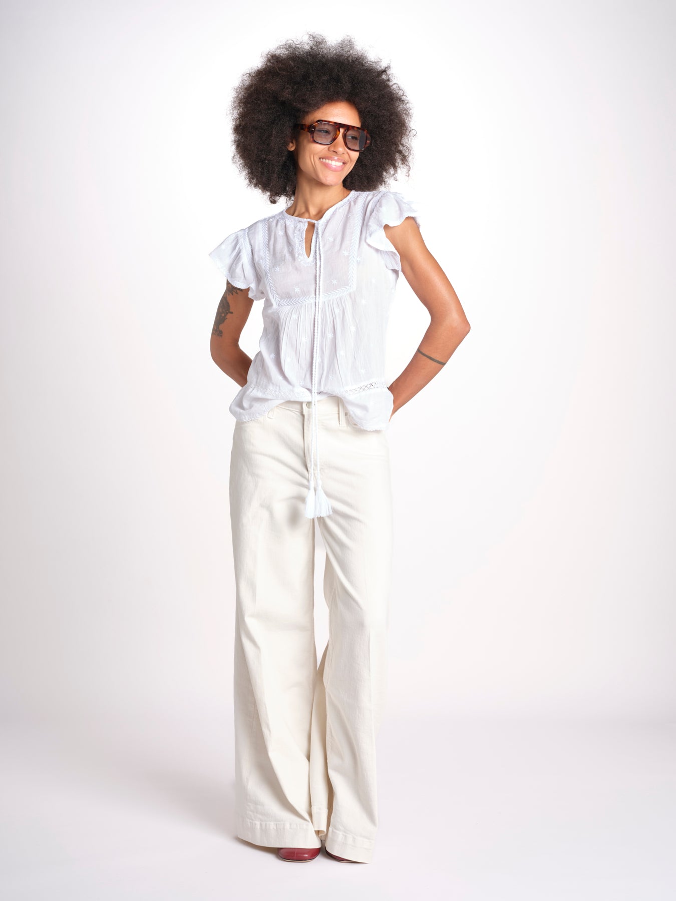 camicia con plastron e stelline NAVY 747302 WHITE mabe 