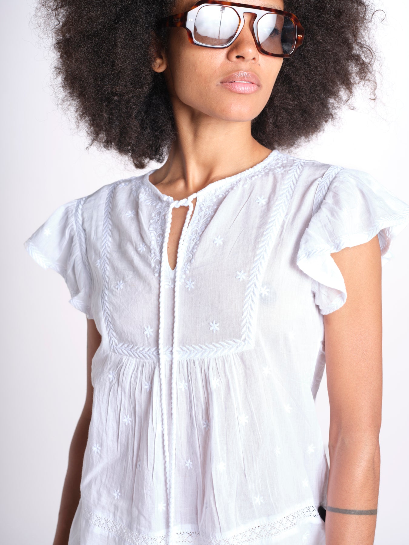 camicia con plastron e stelline NAVY 747302 WHITE mabe 