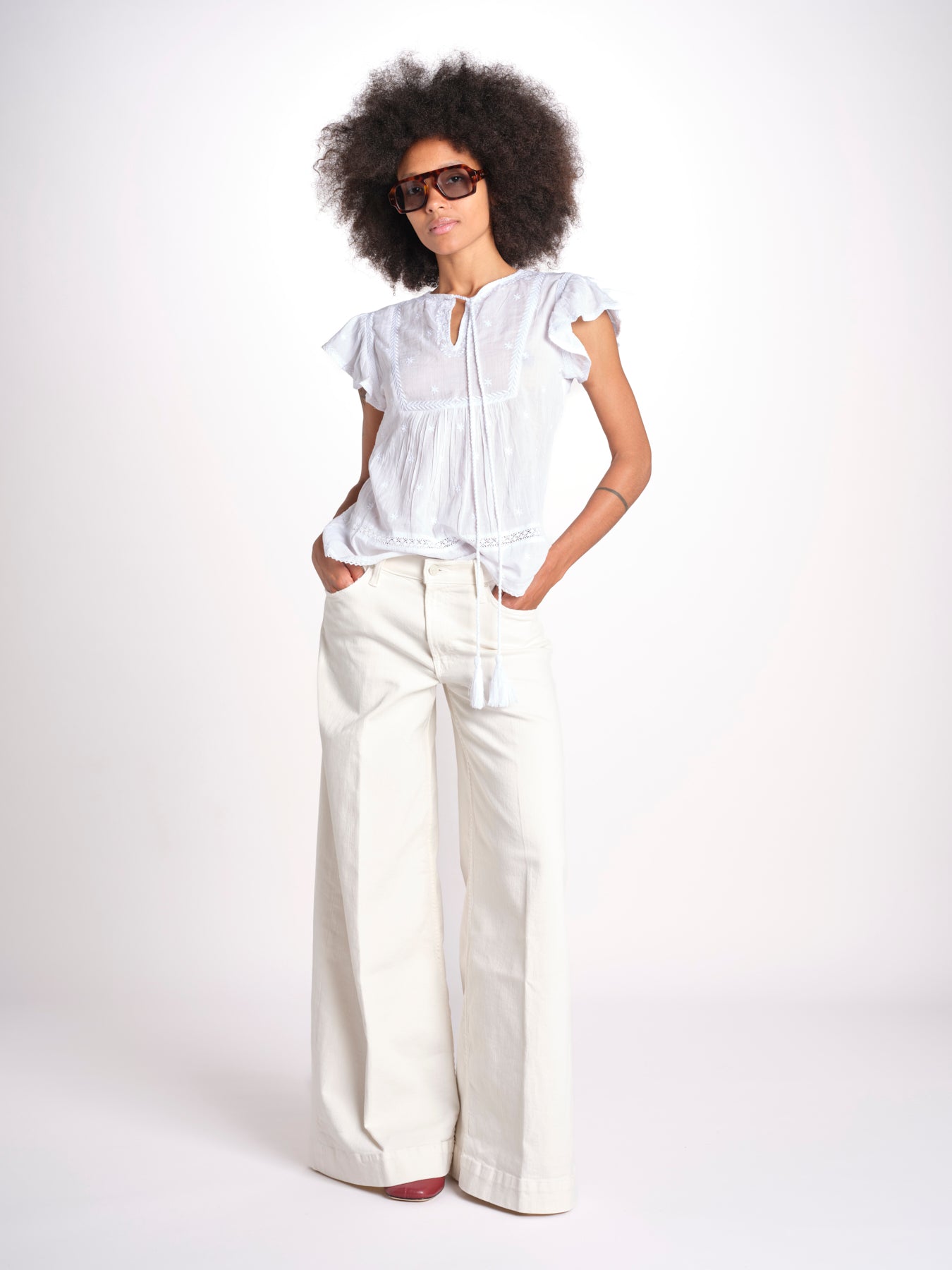 camicia con plastron e stelline NAVY 747302 WHITE mabe 