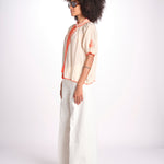 camicia con ricamo uncinetto TALIA 748398 BEIGE ORANGE mabe 