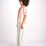 camicia con ricamo uncinetto TALIA 748398 BEIGE ORANGE mabe 