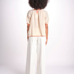 camicia con ricamo uncinetto TALIA 748398 BEIGE ORANGE mabe 