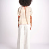 camicia con ricamo uncinetto TALIA 748398 BEIGE ORANGE mabe 