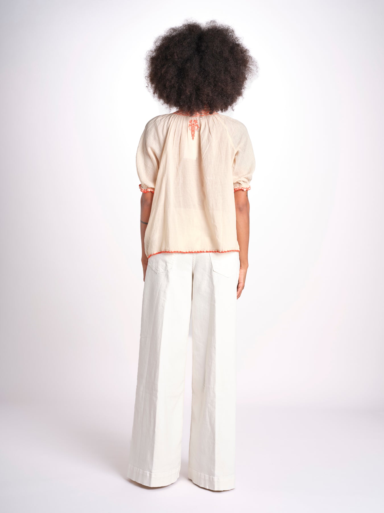 camicia con ricamo uncinetto TALIA 748398 BEIGE ORANGE mabe 