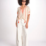 camicia con ricamo uncinetto TALIA 748398 BEIGE ORANGE mabe 