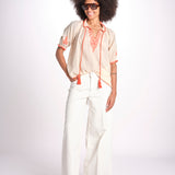 camicia con ricamo uncinetto TALIA 748398 BEIGE ORANGE mabe 