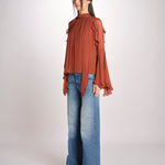 camicia in chiffon con maniche over THERESE RUGGINE malina 