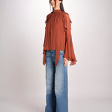 camicia in chiffon con maniche over THERESE RUGGINE malina 