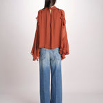 camicia in chiffon con maniche over THERESE RUGGINE malina 