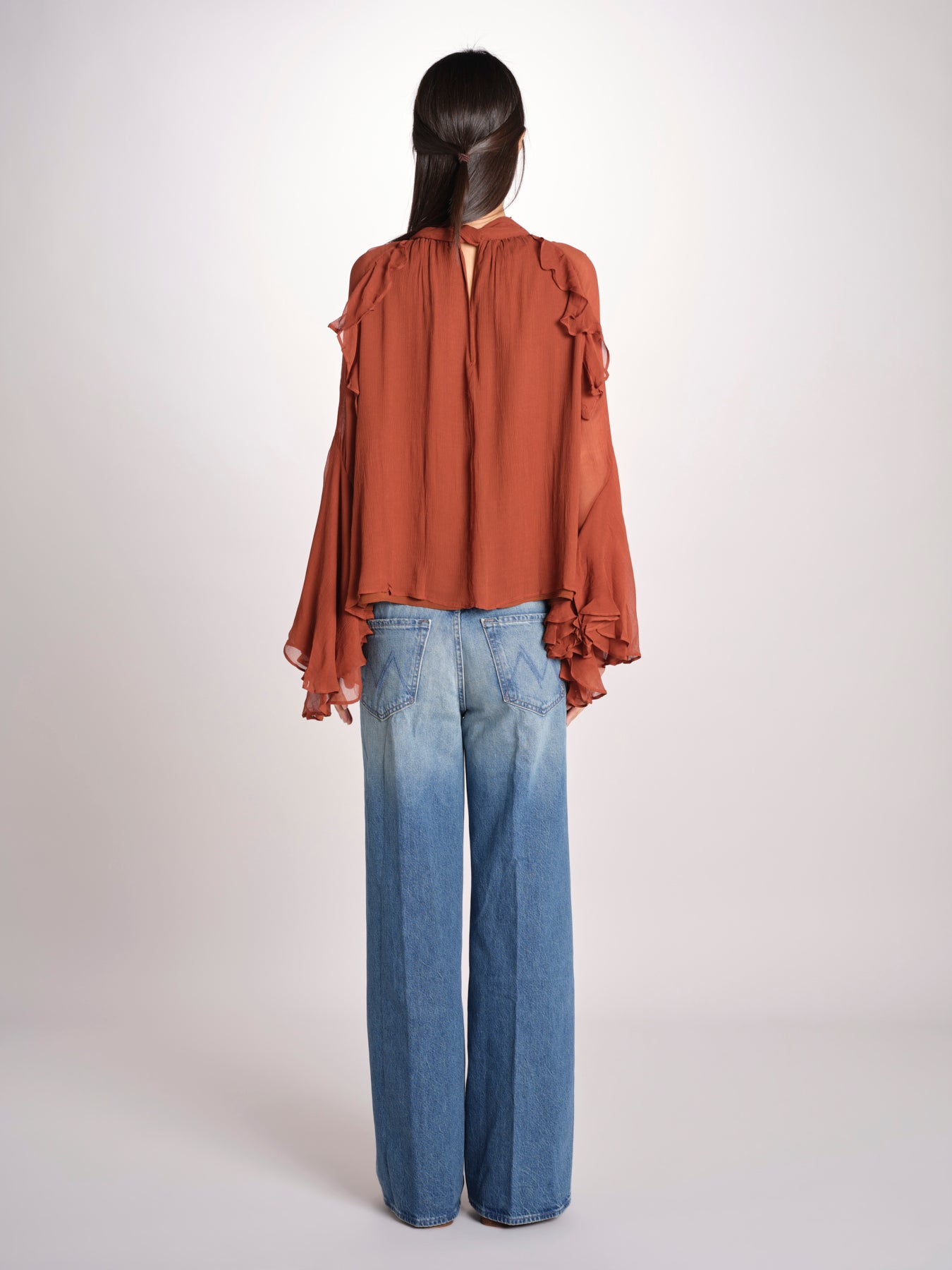 camicia in chiffon con maniche over THERESE RUGGINE malina 