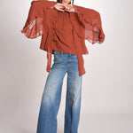 camicia in chiffon con maniche over THERESE RUGGINE malina 