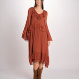 abito in chiffon con maniche over WILHELMINA RUGGINE malina 
