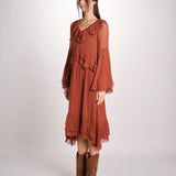 abito in chiffon con maniche over WILHELMINA RUGGINE malina 