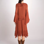 abito in chiffon con maniche over WILHELMINA RUGGINE malina 
