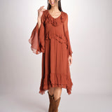 abito in chiffon con maniche over WILHELMINA RUGGINE malina 