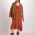 abito in chiffon con maniche over WILHELMINA RUGGINE malina 