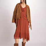abito in chiffon con maniche over WILHELMINA RUGGINE malina 