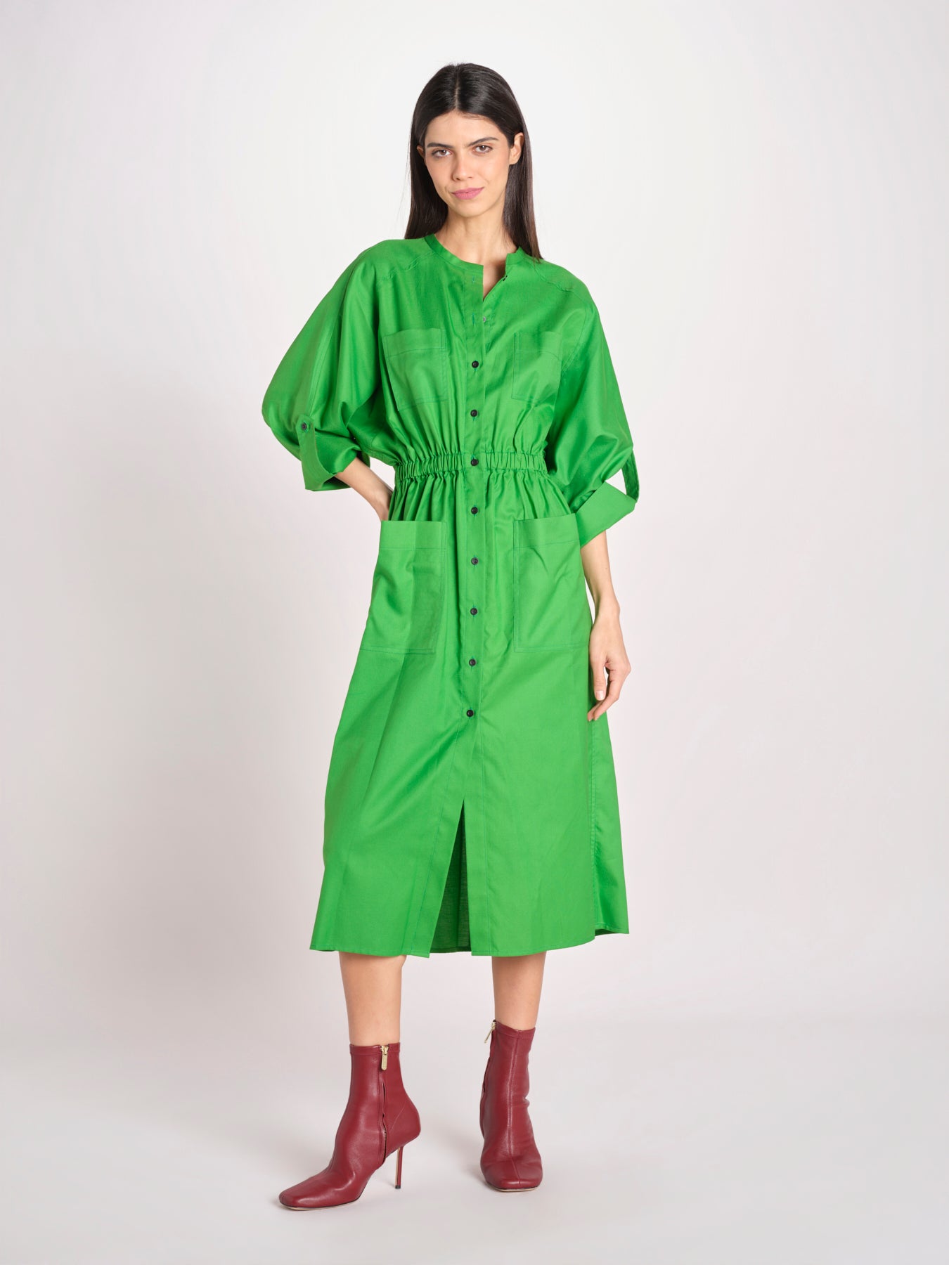 abito chemisier in cotone E20FR08 GREEN martin grant 