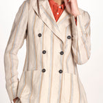 doppiopetto in lino rigato CARLOTTA2 M29D0CARL2_T2301 R708 BEIGE massimo alba 