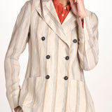 doppiopetto in lino rigato CARLOTTA2 M29D0CARL2_T2301 R708 BEIGE massimo alba 