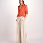 Pantalone in lino rigato KARLY M29DOKARLY_T2301 R708 BEIGE massimo alba 