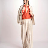 Pantalone in lino rigato KARLY M29DOKARLY_T2301 R708 BEIGE massimo alba 