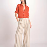 Pantalone in lino rigato KARLY M29DOKARLY_T2301 R708 BEIGE massimo alba 