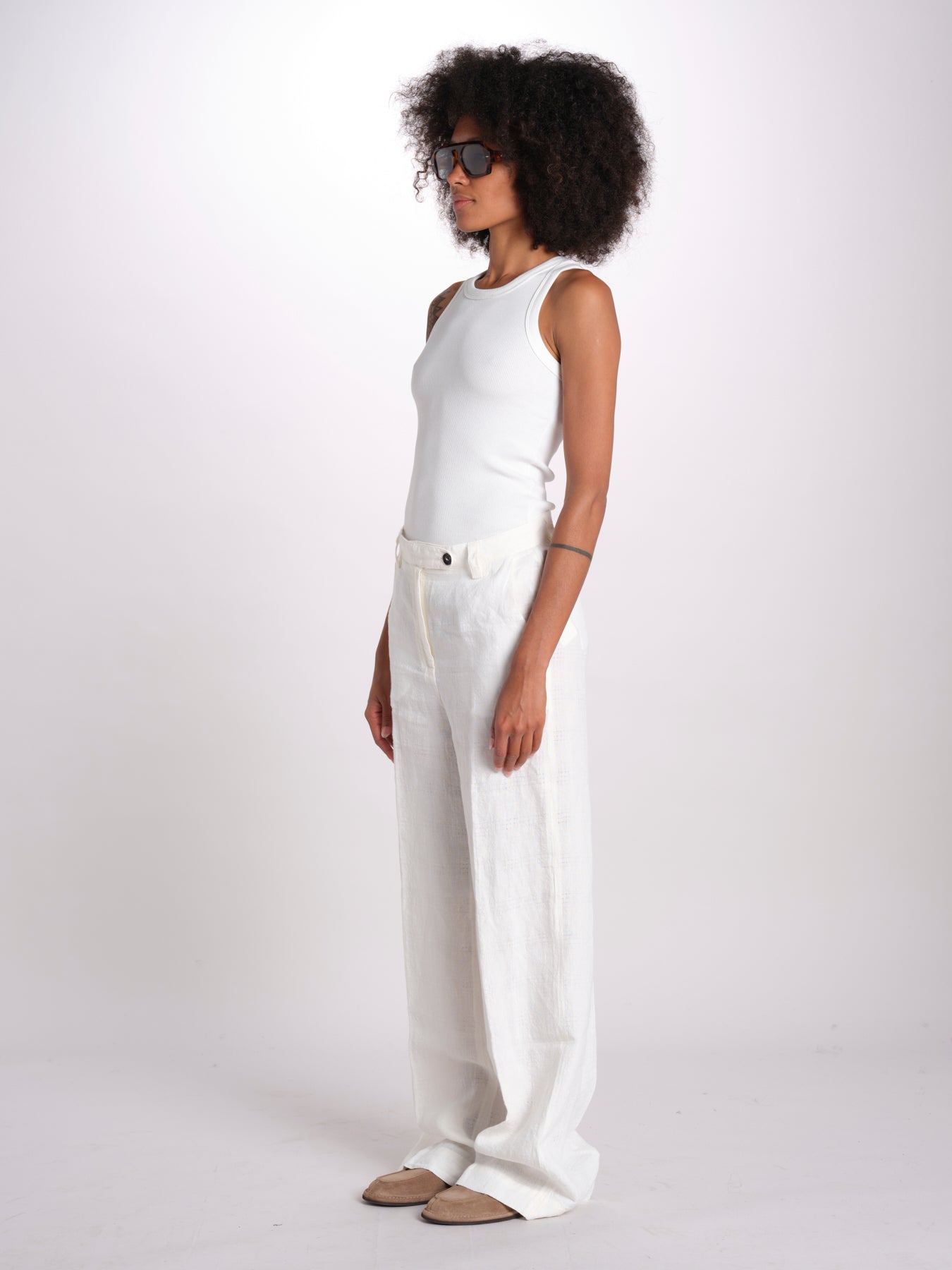 pantalone in lino LAMIA M29D0LAMIA_T3290 Q001 BIANCO massimo alba 