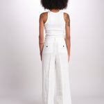 pantalone in lino LAMIA M29D0LAMIA_T3290 Q001 BIANCO massimo alba 