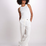 pantalone in lino LAMIA M29D0LAMIA_T3290 Q001 BIANCO massimo alba 