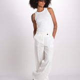 pantalone in lino LAMIA M29D0LAMIA_T3290 Q001 BIANCO massimo alba 
