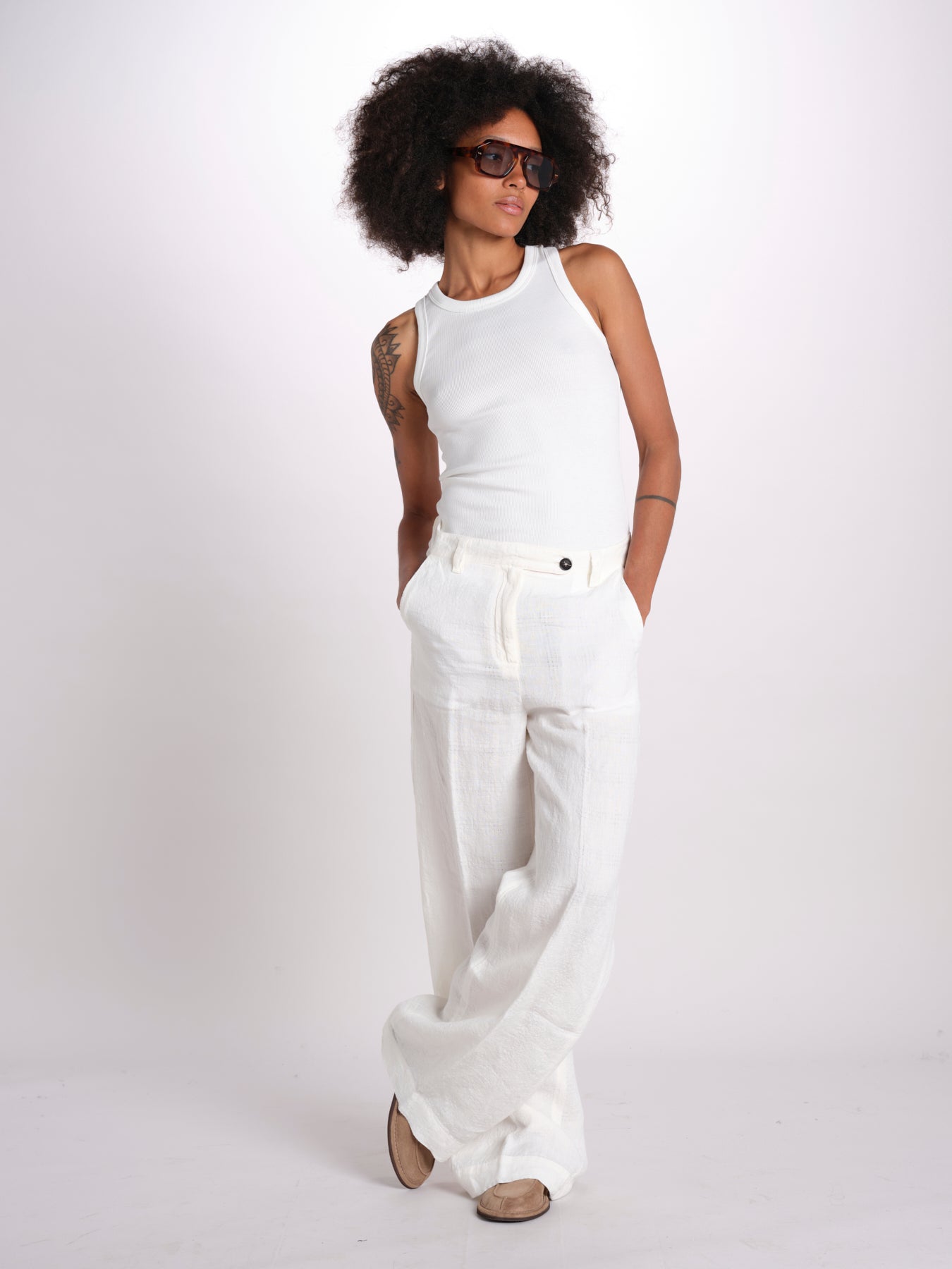 pantalone in lino LAMIA M29D0LAMIA_T3290 Q001 BIANCO massimo alba 