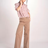 Camicia a righe con rouches P29D0GEMMA OLD ROSE massimo alba 