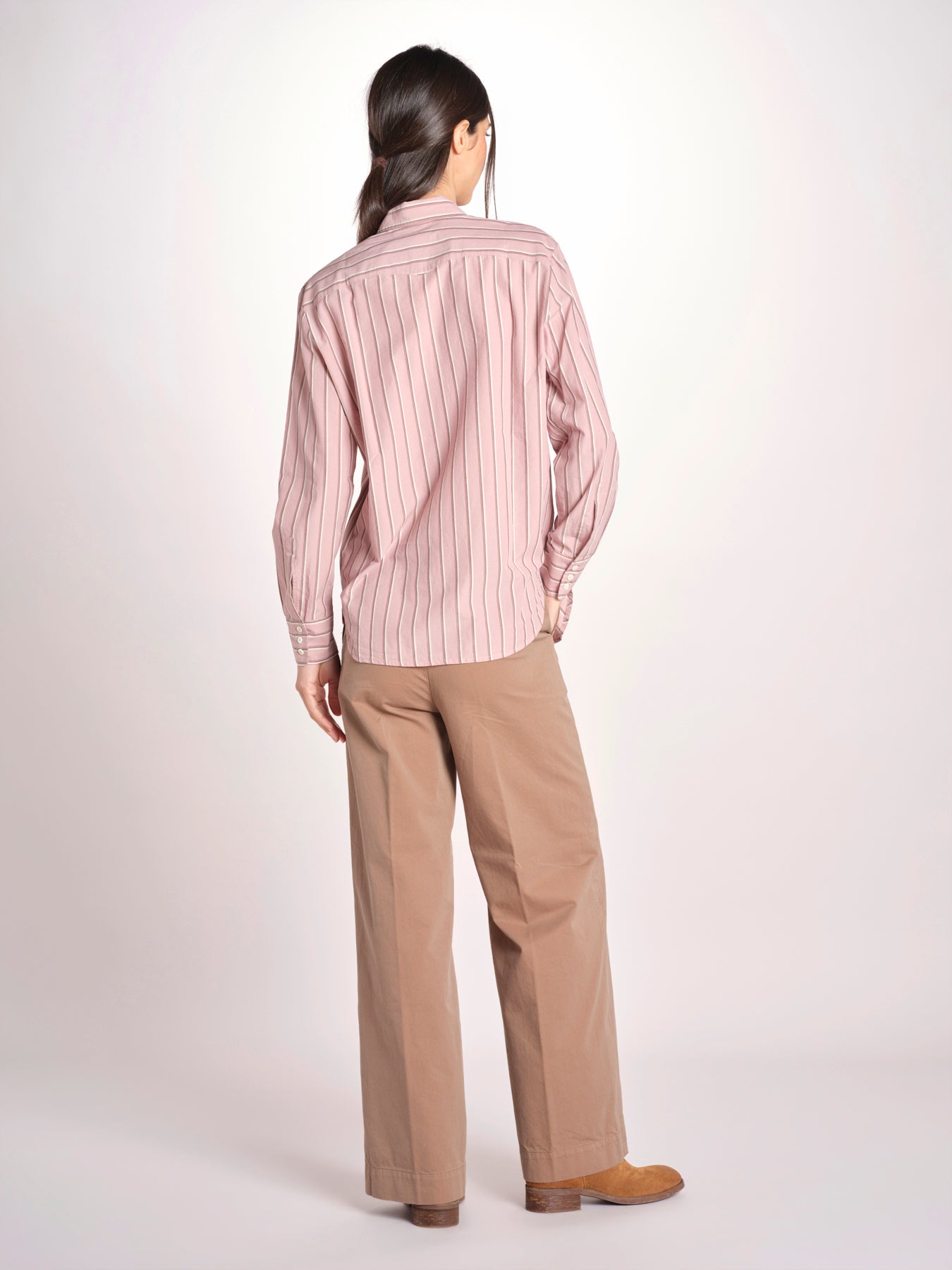 Camicia a righe con rouches P29D0GEMMA OLD ROSE massimo alba 
