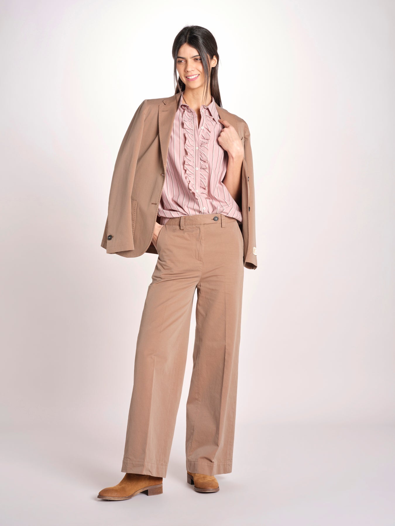 Camicia a righe con rouches P29D0GEMMA OLD ROSE massimo alba 