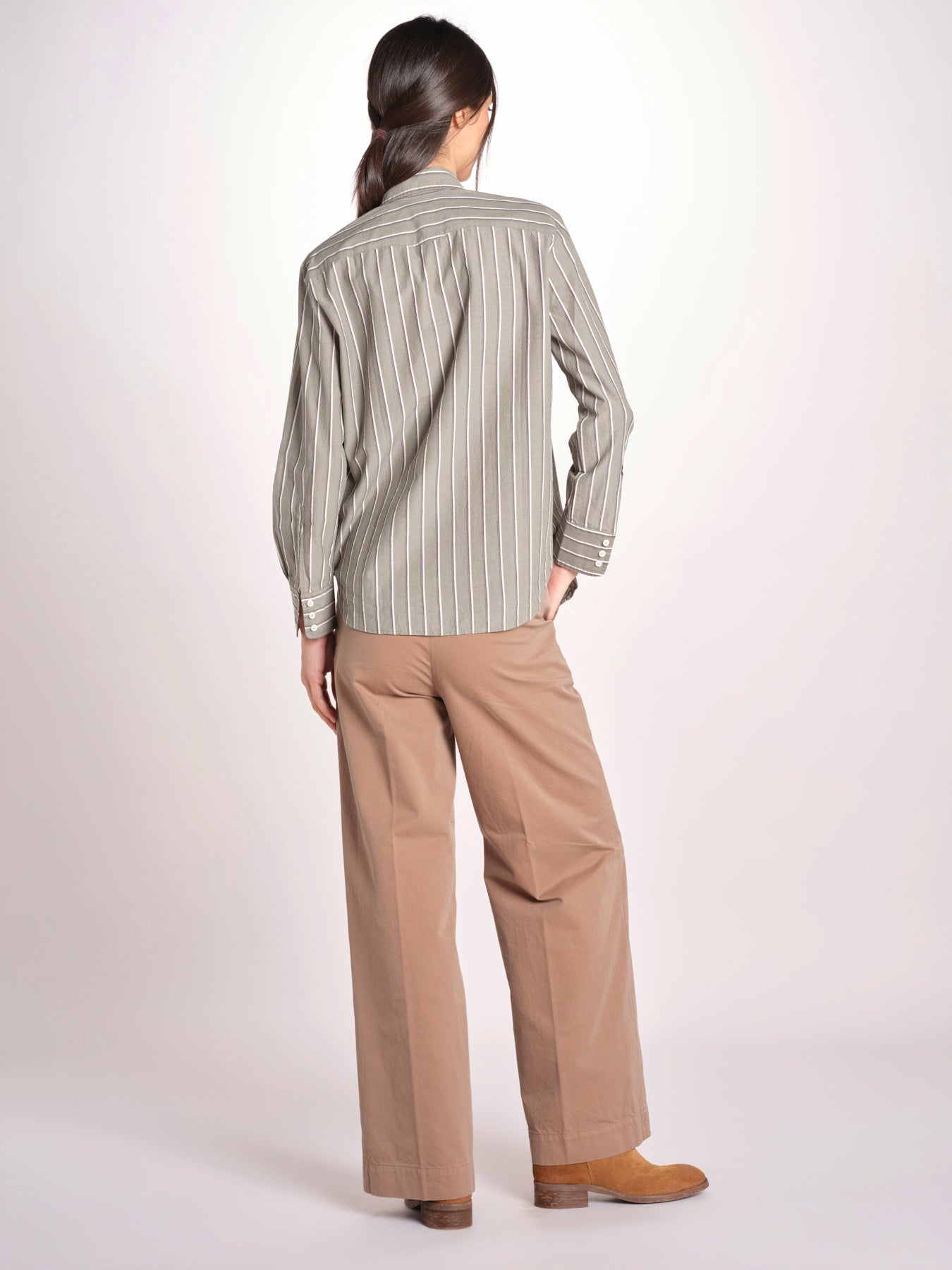 Camicia a righe con rouches P29D0GEMMA seaweed massimo alba 