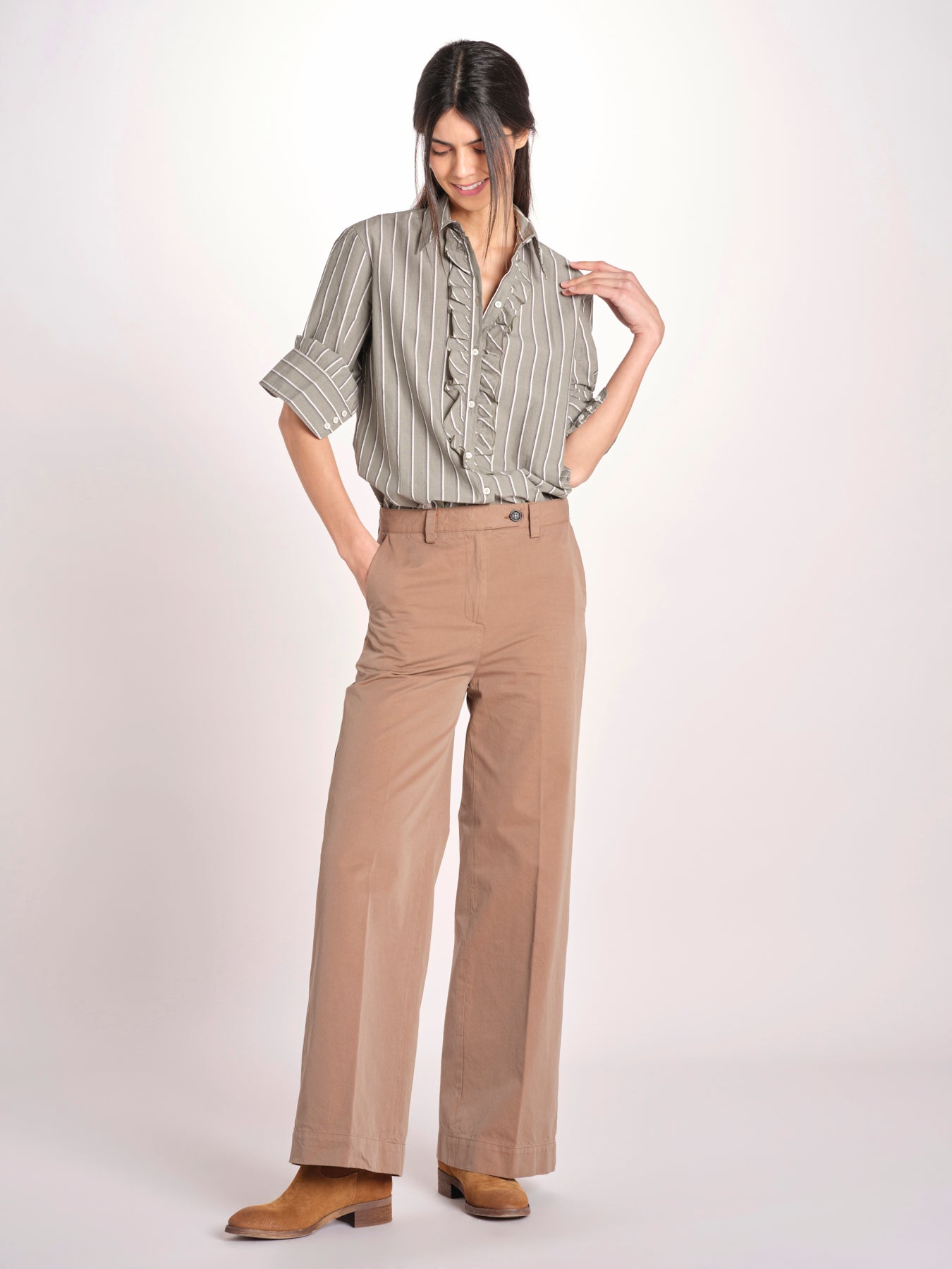 pantalone solaro P29D0LAMIA coffee massimo alba 