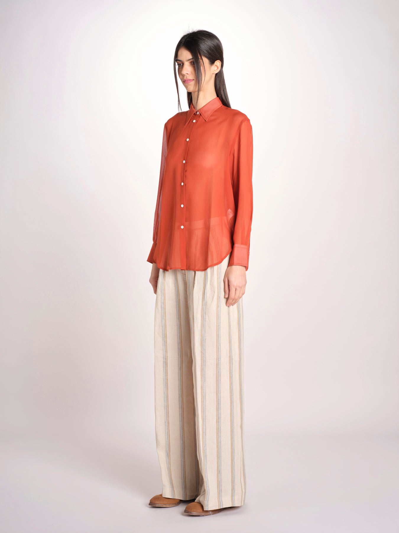 camicia uomo in seta P29D0SELMA ORANGE massimo alba 