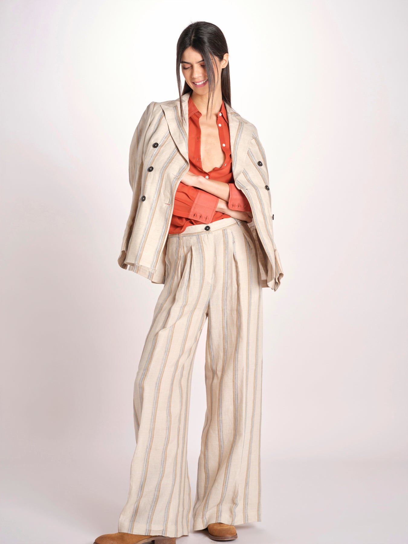 camicia uomo in seta P29D0SELMA ORANGE massimo alba 