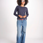 t-shirt girocollo manica lunga WSLS21 58 DEEP BLU merz b 