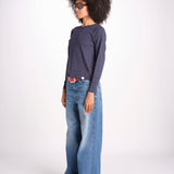 t-shirt girocollo manica lunga WSLS21 58 DEEP BLU merz b 