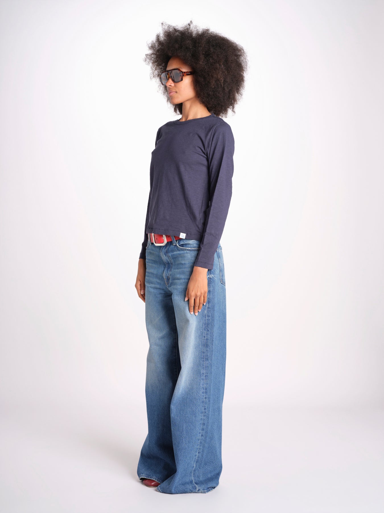 t-shirt girocollo manica lunga WSLS21 58 DEEP BLU merz b 