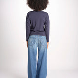 t-shirt girocollo manica lunga WSLS21 58 DEEP BLU merz b 