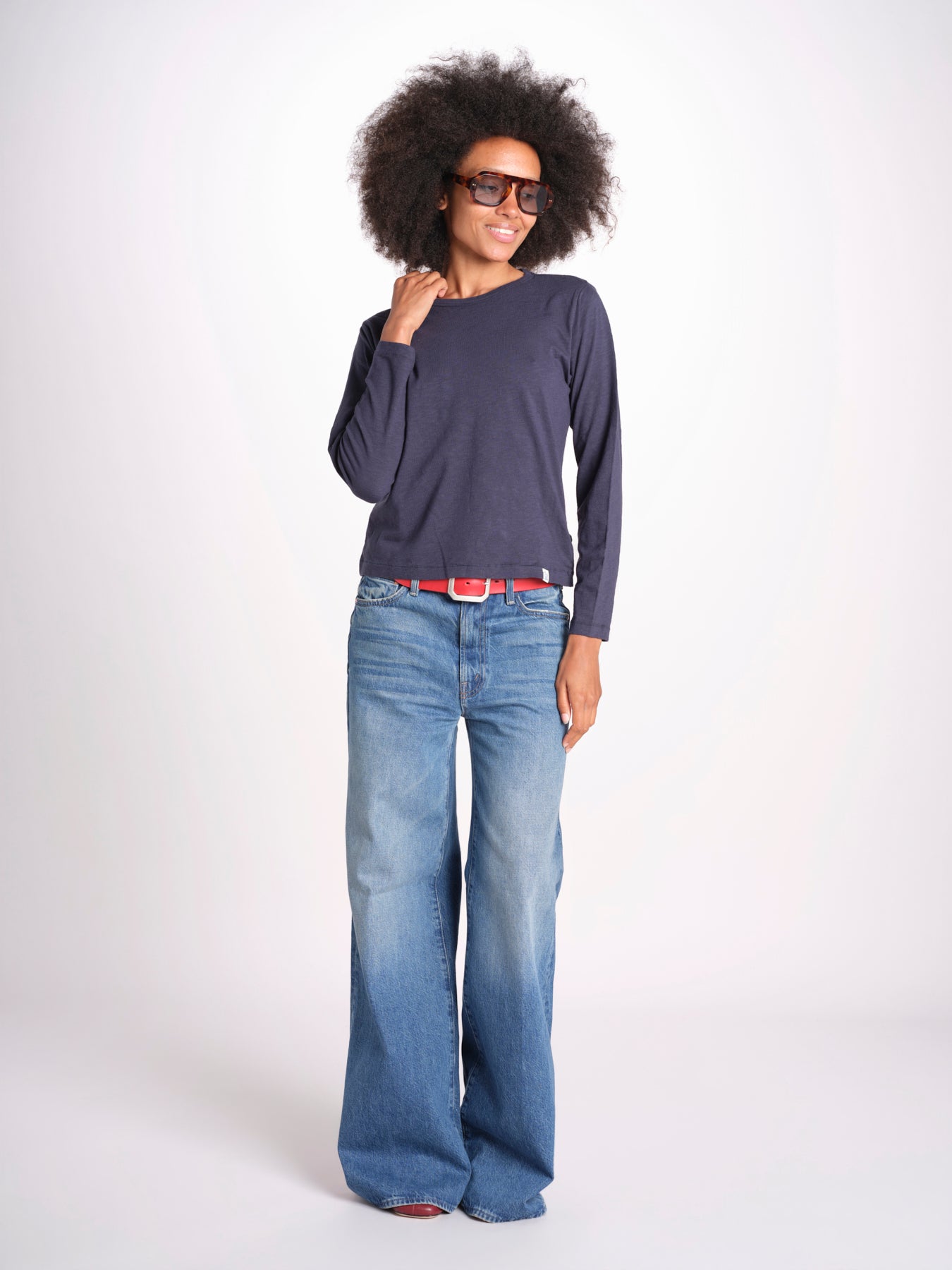 t-shirt girocollo manica lunga WSLS21 58 DEEP BLU merz b 