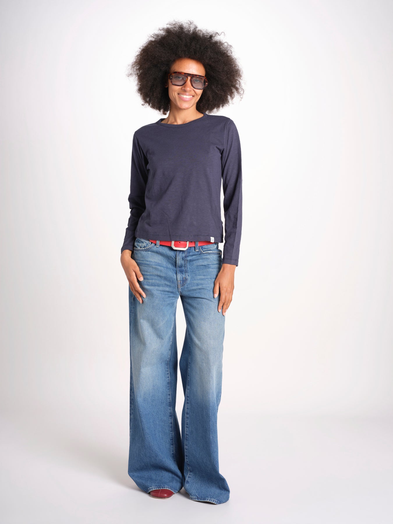 t-shirt girocollo manica lunga WSLS21 58 DEEP BLU merz b 