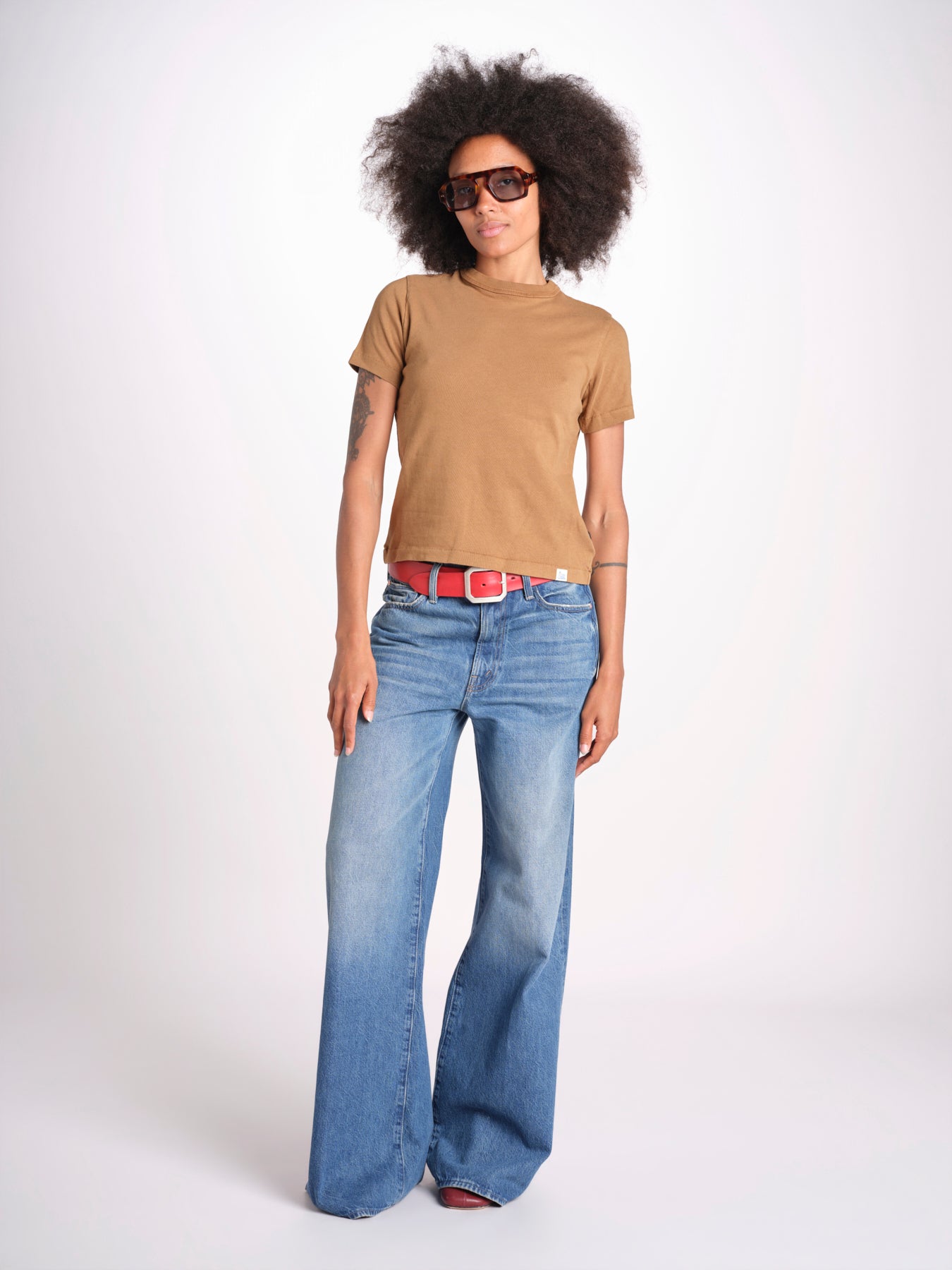 t-shirt manica corta in cotone organico WTEE03 162 DUSTED KHAKI merz b 