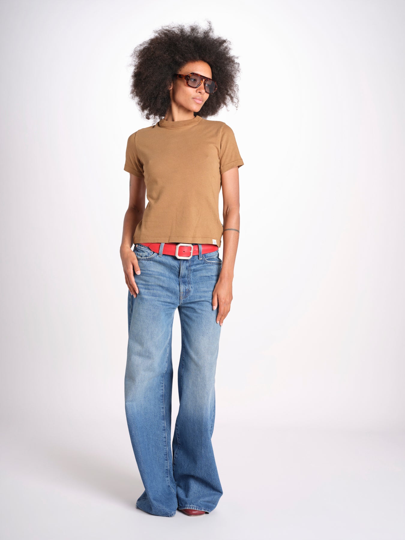 t-shirt manica corta in cotone organico WTEE03 162 DUSTED KHAKI merz b 