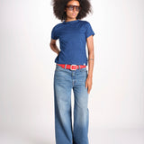 t-shirt girocollo manica corta in cotone organico WTEE03 520 INDIGO merz b 